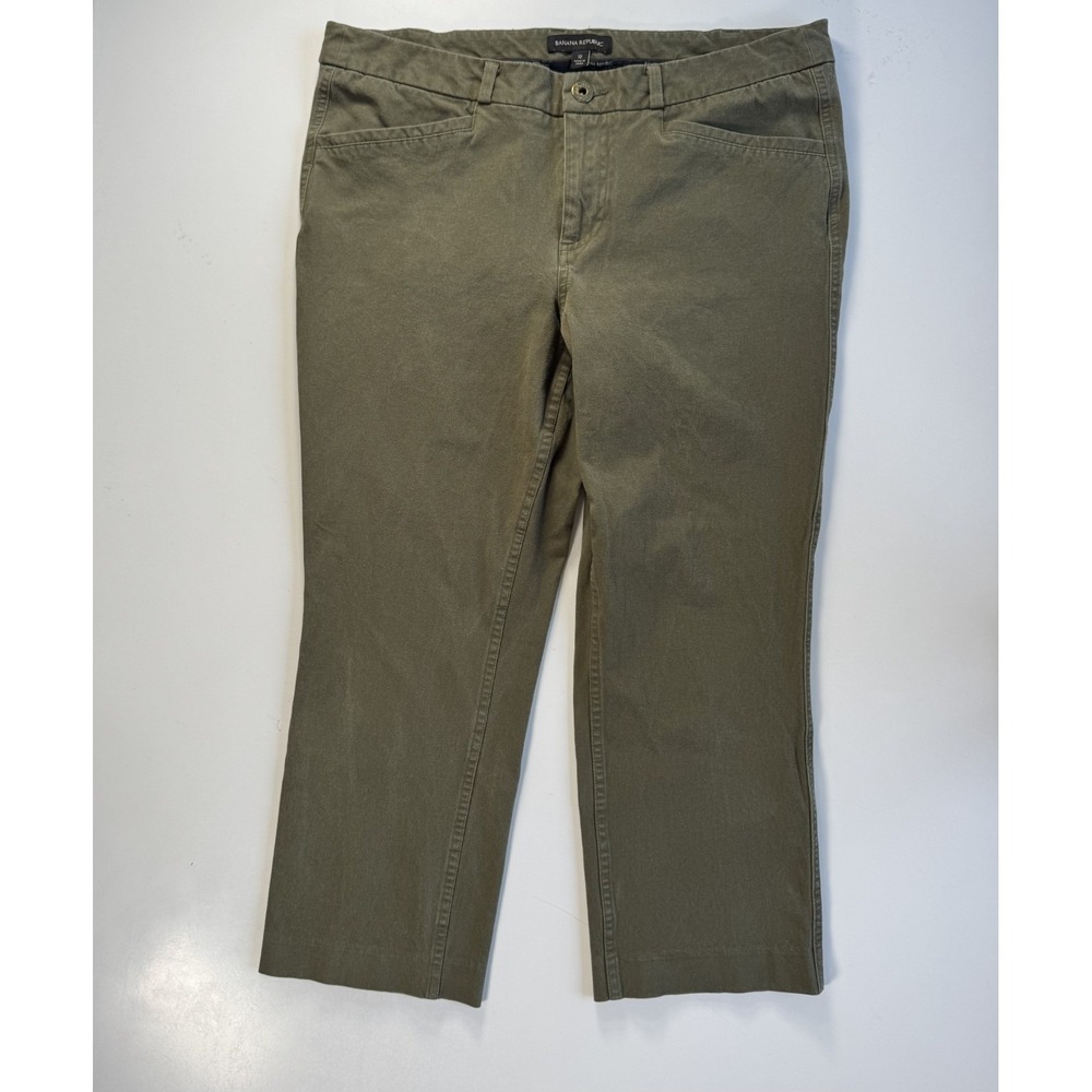 BANANA REPUBLIC Isola Night Pants Womens 12 Olive Green Straight Cropped